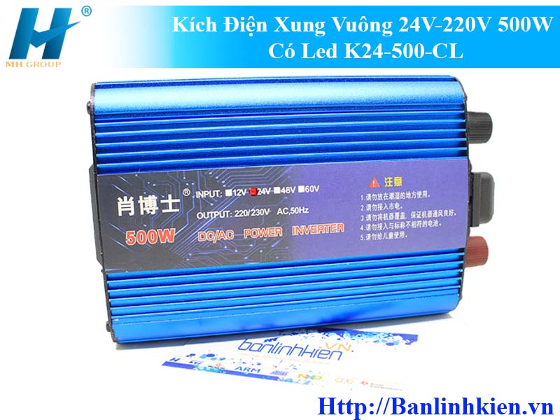 Kích Điện Xung Vuông 24V-220V 500W Có Led K24-500-CL