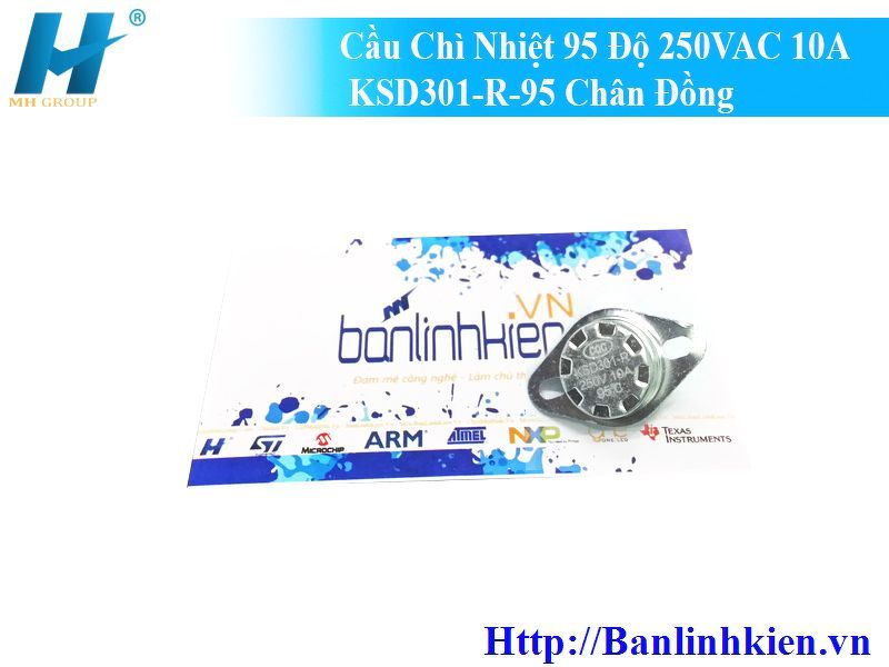 Cầu Chì Nhiệt 95 Độ 250VAC 10A KSD301-R-95 Chân Đồng