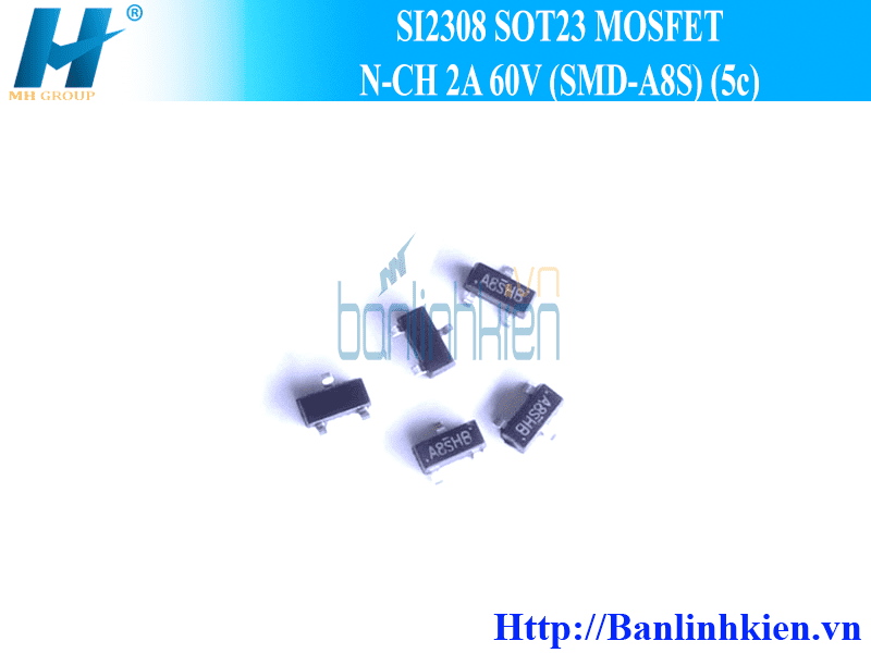 SI2308 SOT23 MOSFET N-CH 2A 60V (SMD-A8S) (5c)