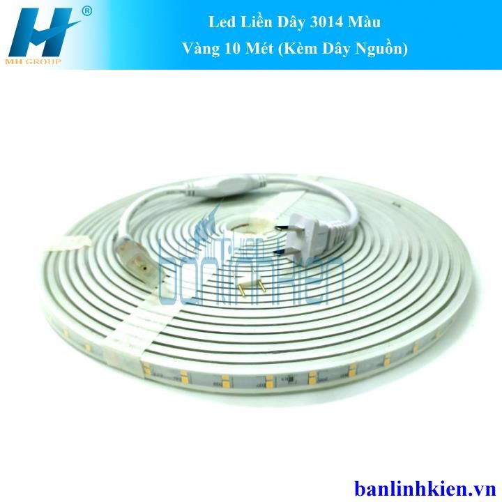 Led Liền Dây 3014 Màu Vàng 10 Mét (Kèm Dây Nguồn)