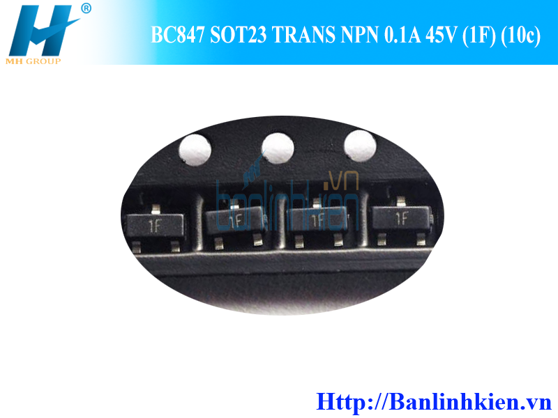 BC847 SOT23 TRANS NPN 0.1A 45V (1F) (10c)