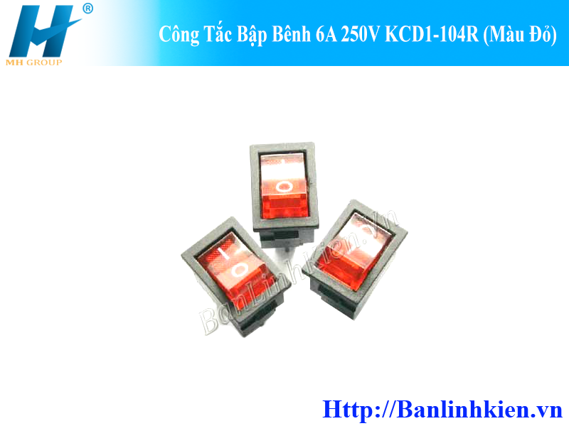 Công Tắc Bập Bênh 6A 250V KCD1-104R (Màu Đỏ)