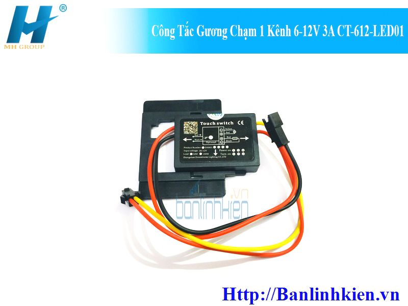 Công Tắc Gương Chạm 1 Kênh 6-12V 3A CT-612-LED01