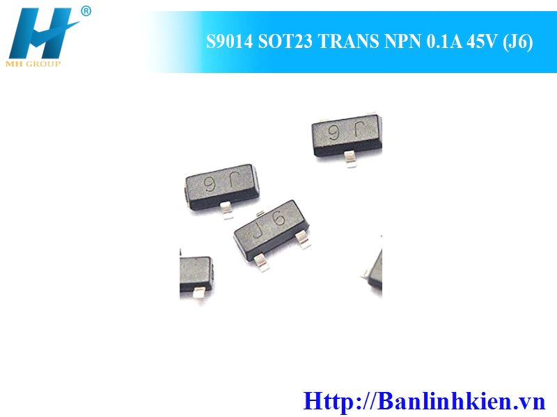 S9014 SOT23 TRANS NPN 0.1A 45V (J6) (10c)