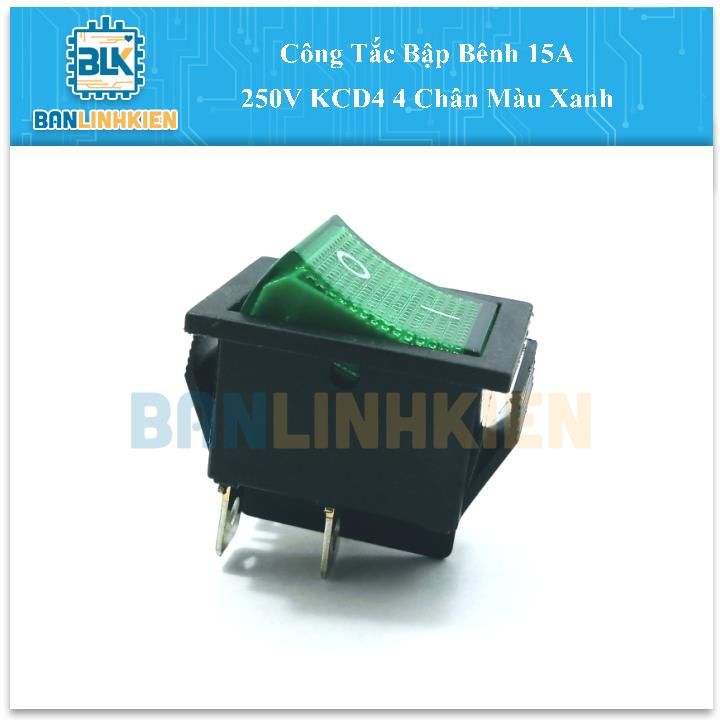 Công Tắc Bập Bênh 15A 250V KCD4 4 Chân Màu Xanh