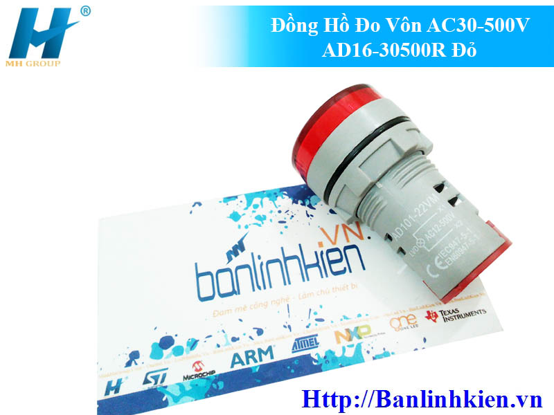 Đồng Hồ Đo Vôn AC30-500V AD16-30500R Đỏ