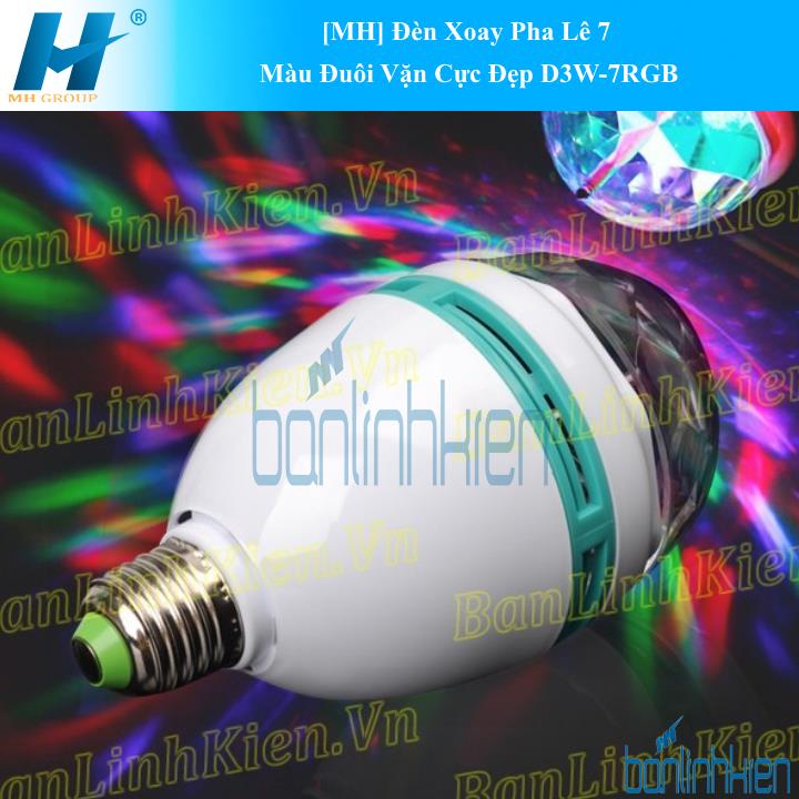 Đèn Xoay Pha Lê 7 Màu Đuôi Vặn Cực Đẹp D3W-7RGB