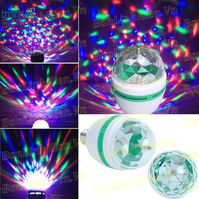 Đèn Xoay Pha Lê 7 Màu Đuôi Vặn Cực Đẹp D3W-7RGB