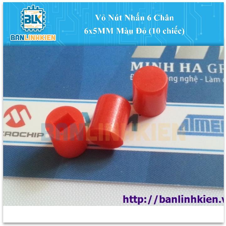 Vỏ Nút Nhấn 6 Chân 6x5MM Màu Đỏ (10 chiếc)