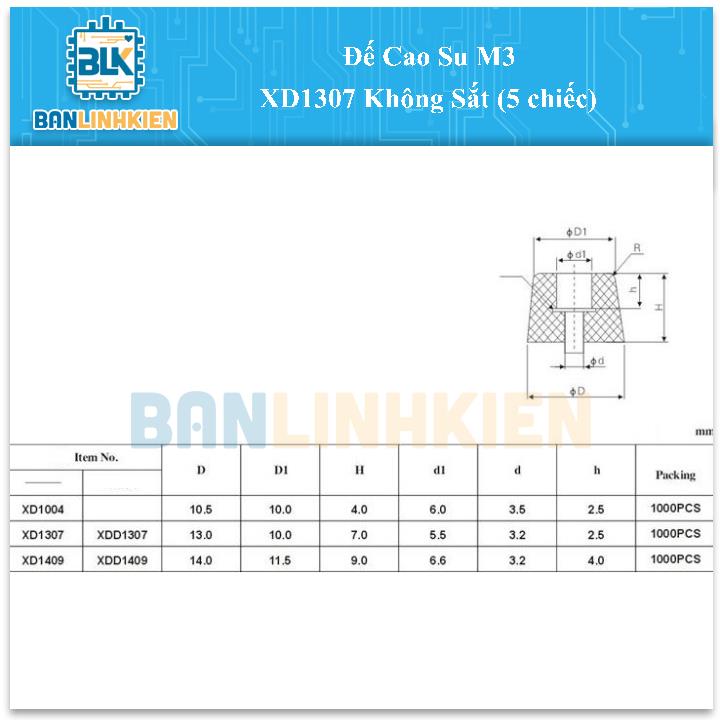 Đế Cao Su M3 XD1307 Không Sắt (5 chiếc)