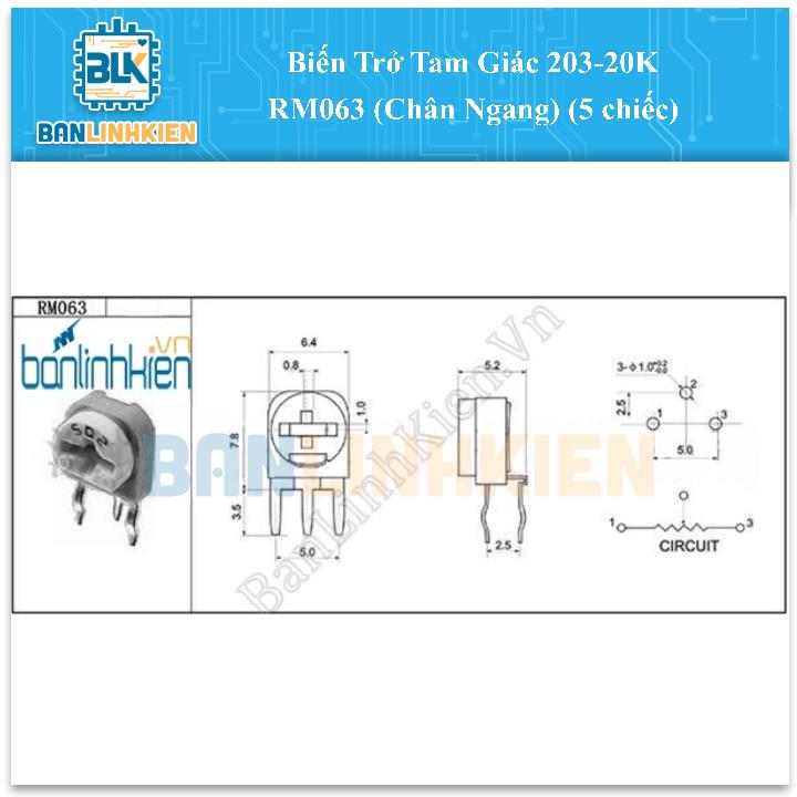 Biến Trở Tam Giác 203-20K RM063 (Chân Ngang) (5 chiếc)