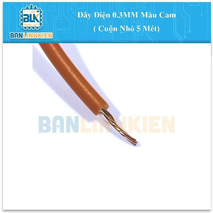 Dây Điện 0.3MM Màu Cam ( Cuộn Nhỏ 5 Mét)