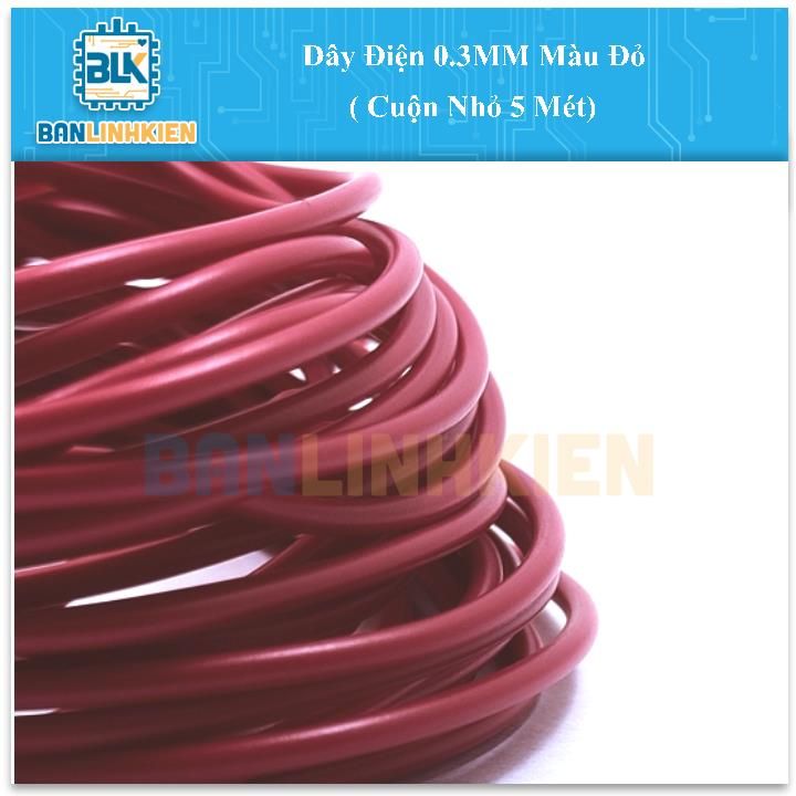 Dây Điện 0.3MM Màu Đỏ ( Cuộn Nhỏ 5 Mét)