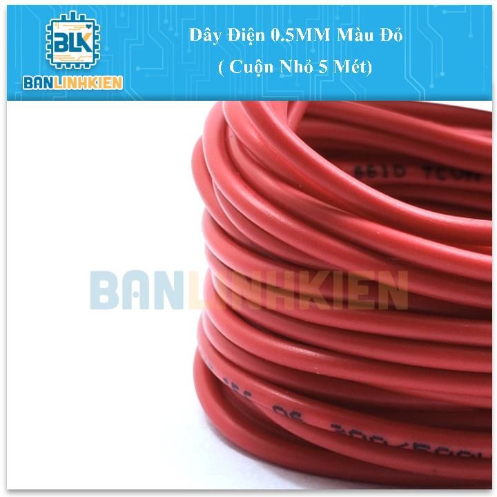 Dây Điện 0.5MM Màu Đỏ ( Cuộn Nhỏ 5 Mét)