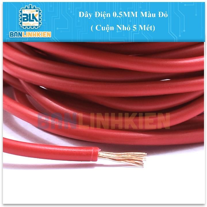 Dây Điện 0.5MM Màu Đỏ ( Cuộn Nhỏ 5 Mét)