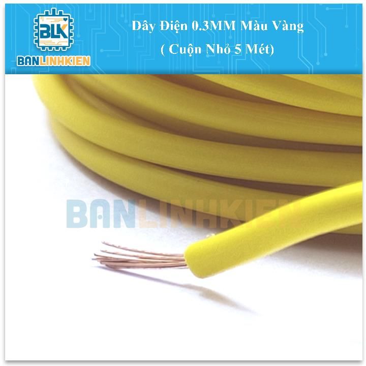 Dây Điện 0.3MM Màu Vàng ( Cuộn Nhỏ 5 Mét)