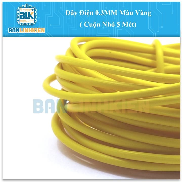 Dây Điện 0.3MM Màu Vàng ( Cuộn Nhỏ 5 Mét)