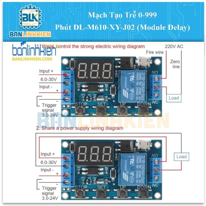 Mạch Tạo Trễ 0-999 Phút DL-M610-XY-J02 (Module Delay)