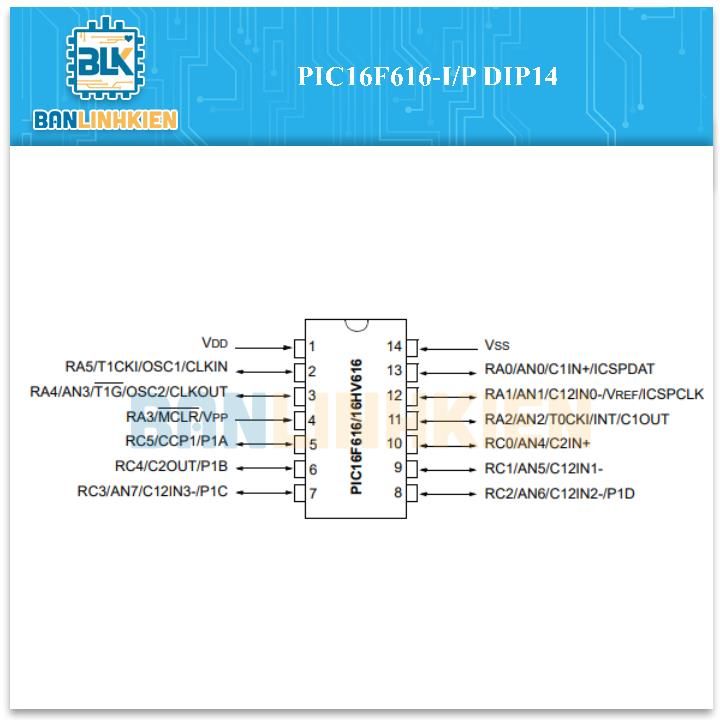 PIC16F616-I/P DIP14