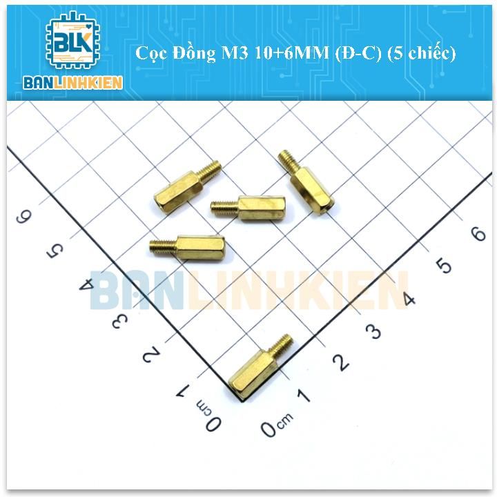 Cọc Đồng M3 10+6MM (Đ-C) (5 chiếc)