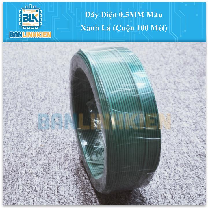 Dây Điện 0.5MM Màu Xanh Lá (Cuộn 100 Mét)