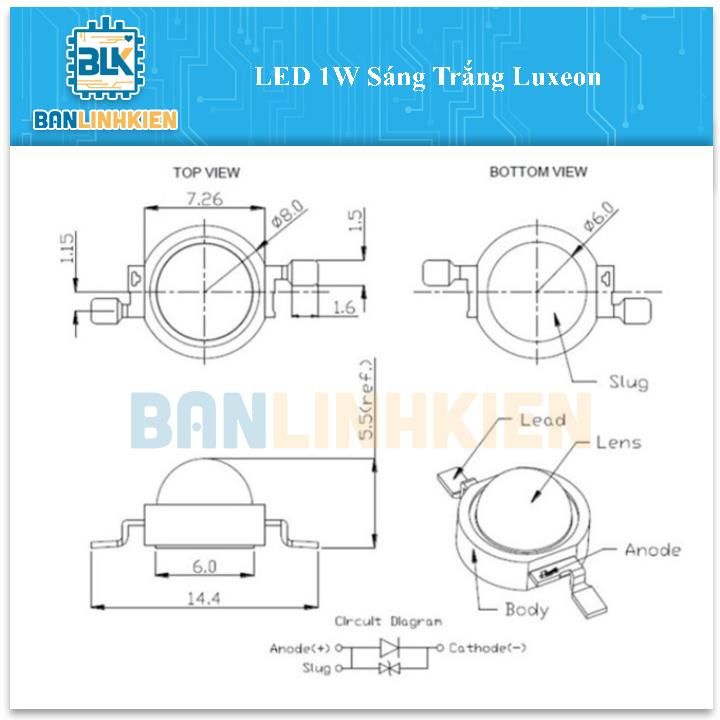 LED 1W Sáng Trắng Luxeon