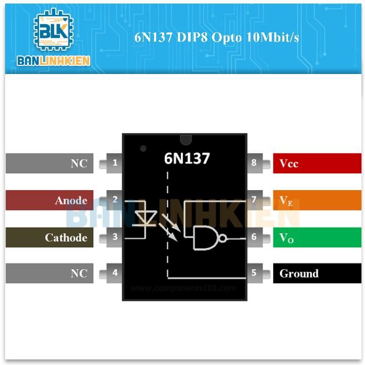 6N137 DIP8 Opto 10Mbit/s