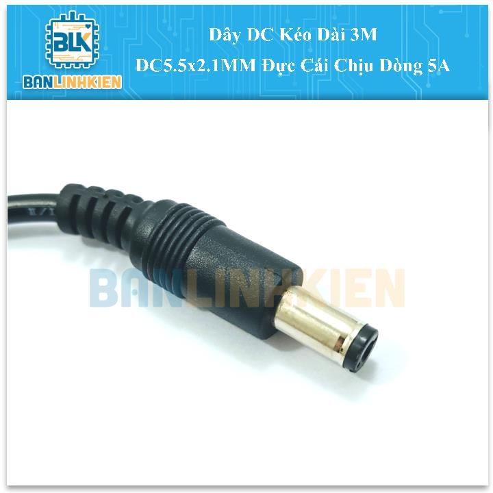 Dây DC Kéo Dài 3M DC5.5x2.1MM Đực Cái Chịu Dòng 5A