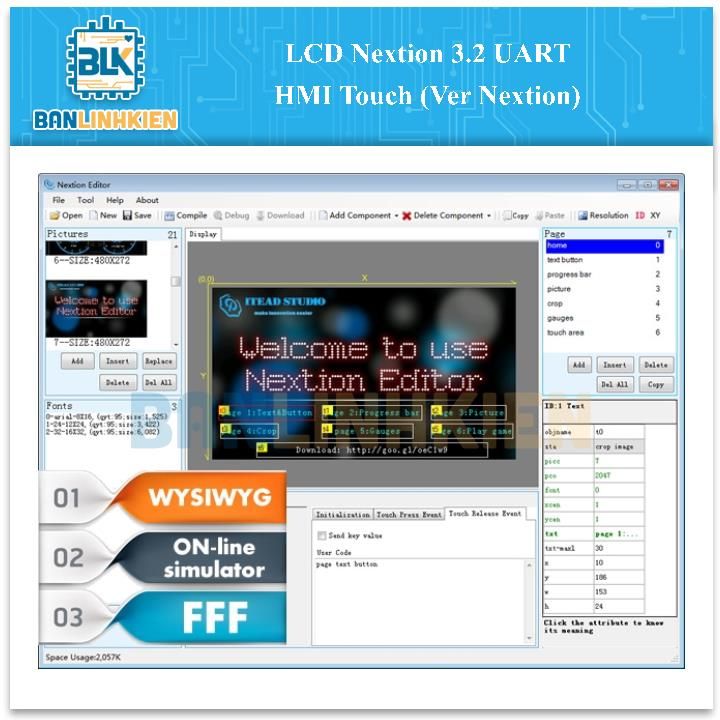 LCD Nextion 3.2 UART HMI Touch (Ver Nextion)