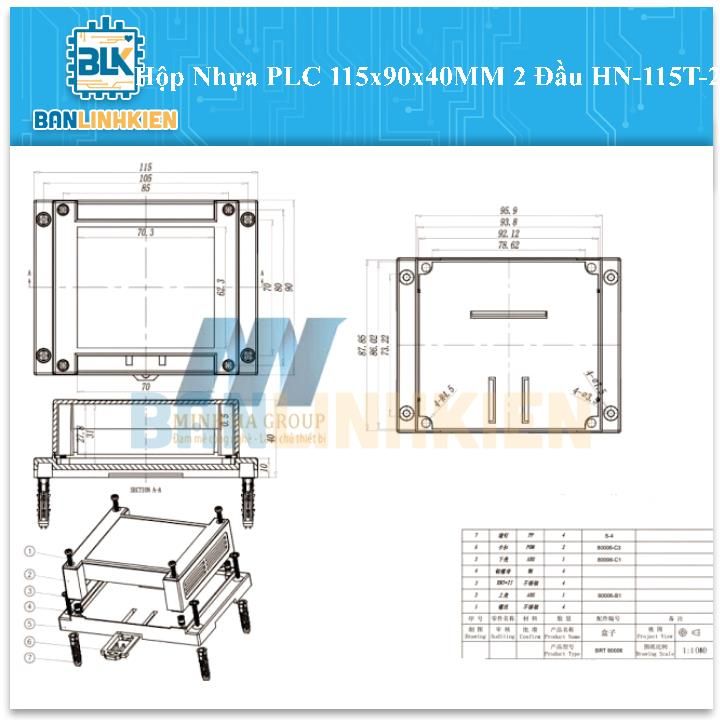 Hộp Nhựa PLC 115x90x40MM 2 Đầu HN-115T-2