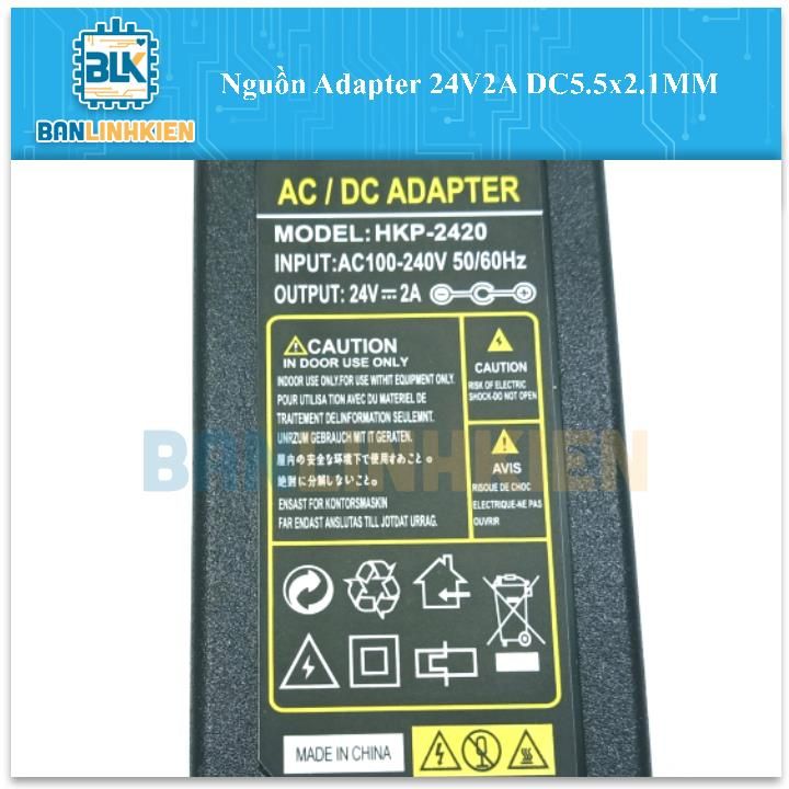 Nguồn Adapter 24V2A DC5.5x2.1MM