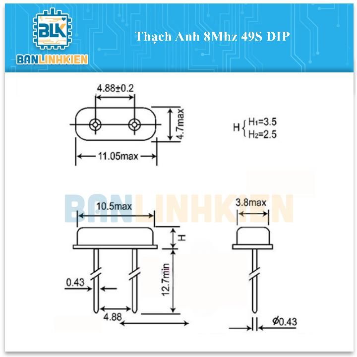 Thạch Anh 8Mhz 49S DIP