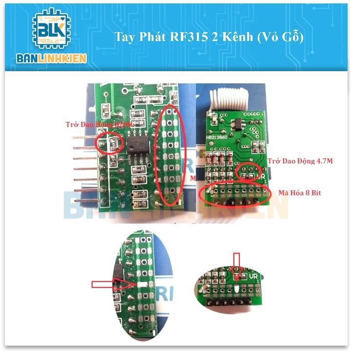 Tay Phát RF315 2 Kênh (Vỏ Gỗ)