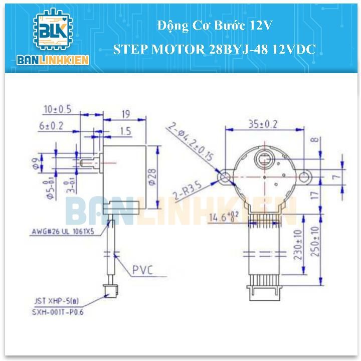 Động Cơ Bước 12V STEP MOTOR 28BYJ-48 12VDC