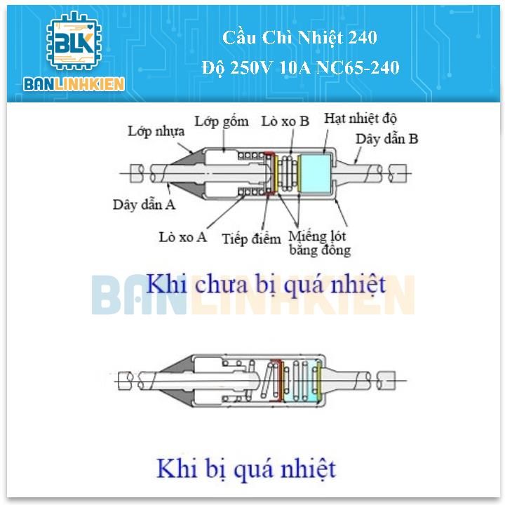 Cầu Chì Nhiệt 240 Độ 250V 10A NC65-240