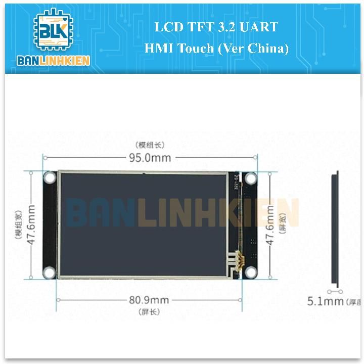 LCD TFT 3.2 UART HMI Touch (Ver China)