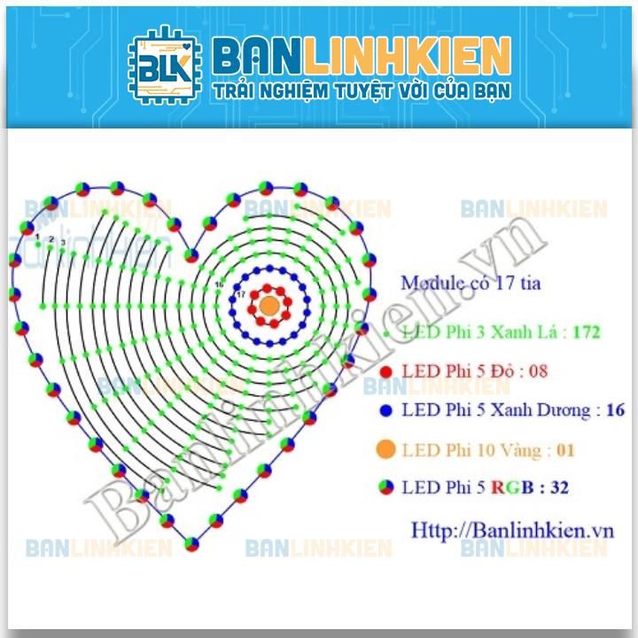 Mạch Led Trái Tim RGB 230LED