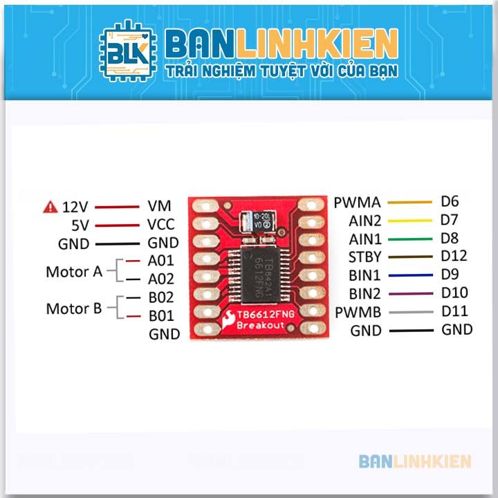 Module Điều Khiển Động Cơ TB6612FNG 4.5-13.5VDC 1.2A