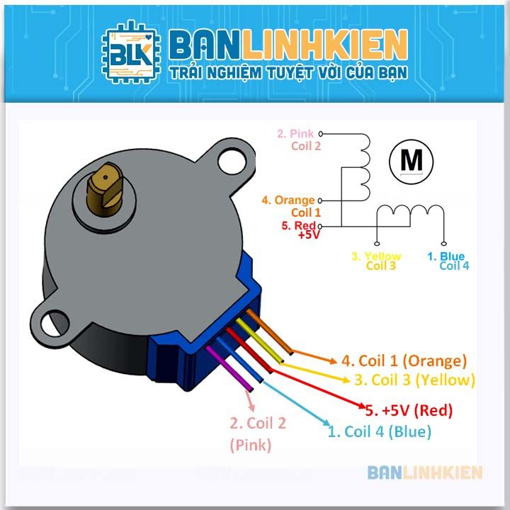 Động Cơ Bước 5V STEP MOTOR 28BYJ-48 5VDC