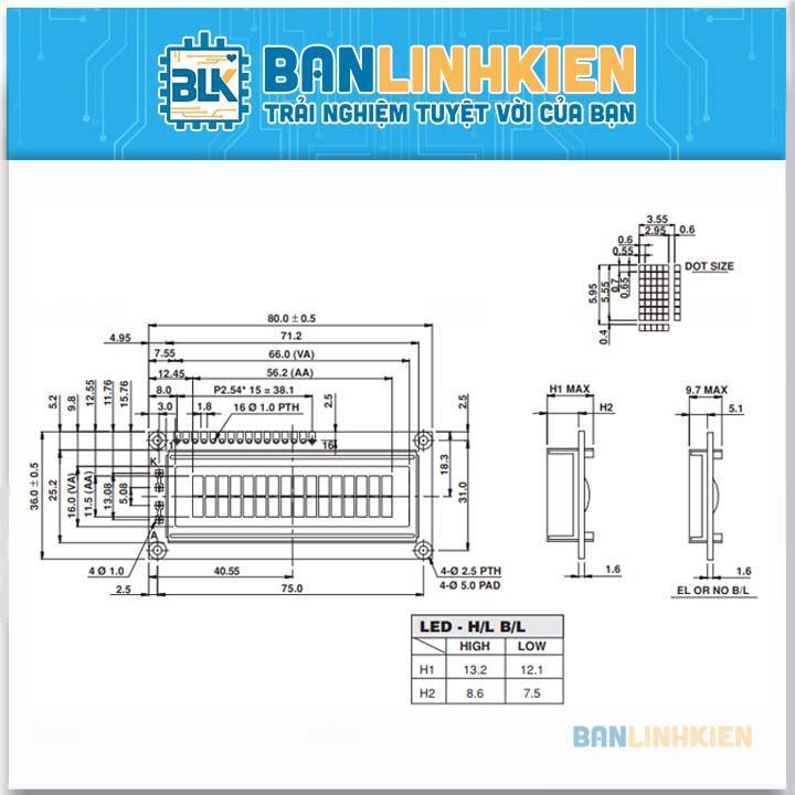 LCD1602 Xanh Lá 5V