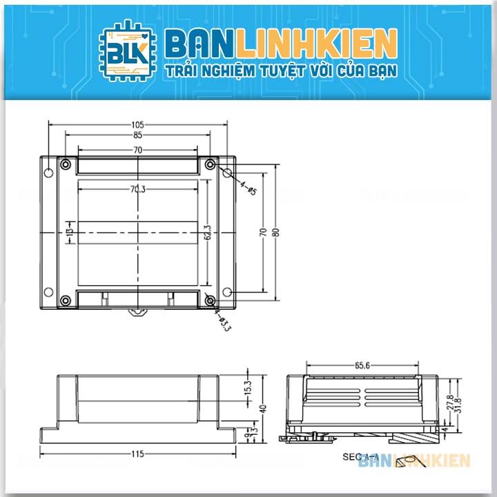 Hộp Nhựa PLC 115x90x40MM 1 Đầu HN-115T-1