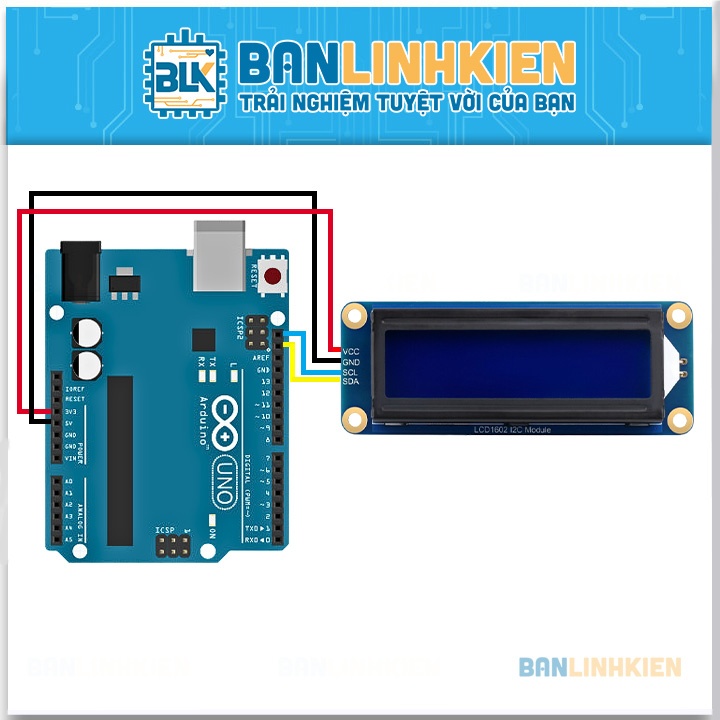 LCD1602 Tích Hợp I2C Xanh Dương 3.3-5V