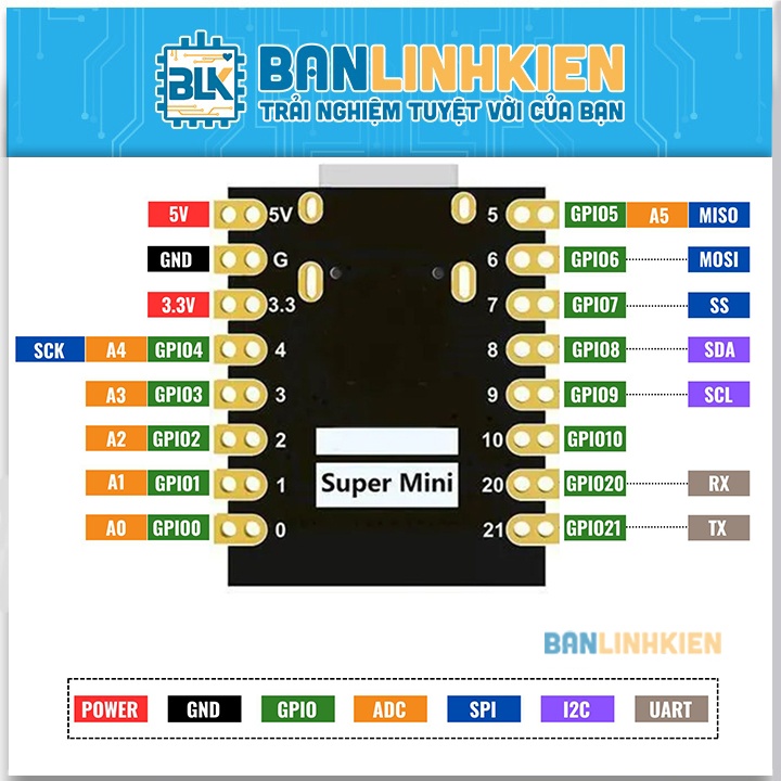 Module Wifi ESP32-C3 SuperMini Cổng Type C