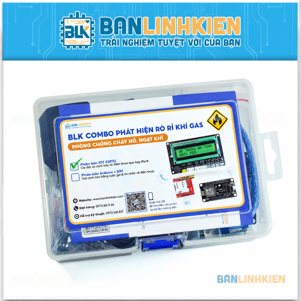 BLK COMBO Phát Hiện Rò Rỉ Khí GAS Phòng Chống Cháy Nổ, Ngạt Khí (ESP32)