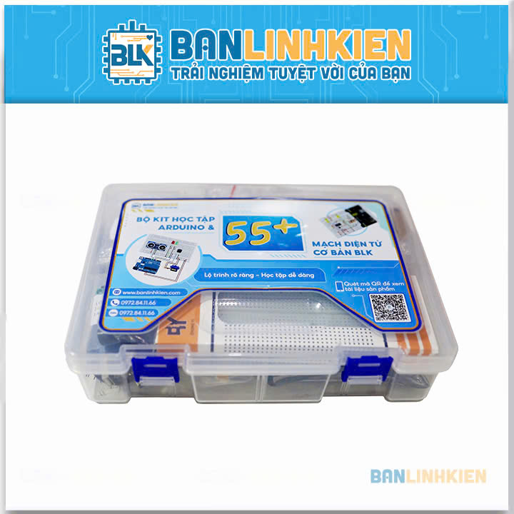 Bộ KIT Học Tập Arduino Và 55+ Mạch Điện Tử Cơ Bản BLK