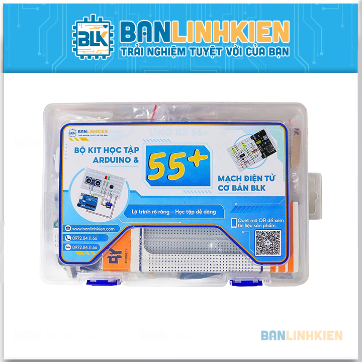 Bộ KIT Học Tập Arduino Và 55+ Mạch Điện Tử Cơ Bản BLK