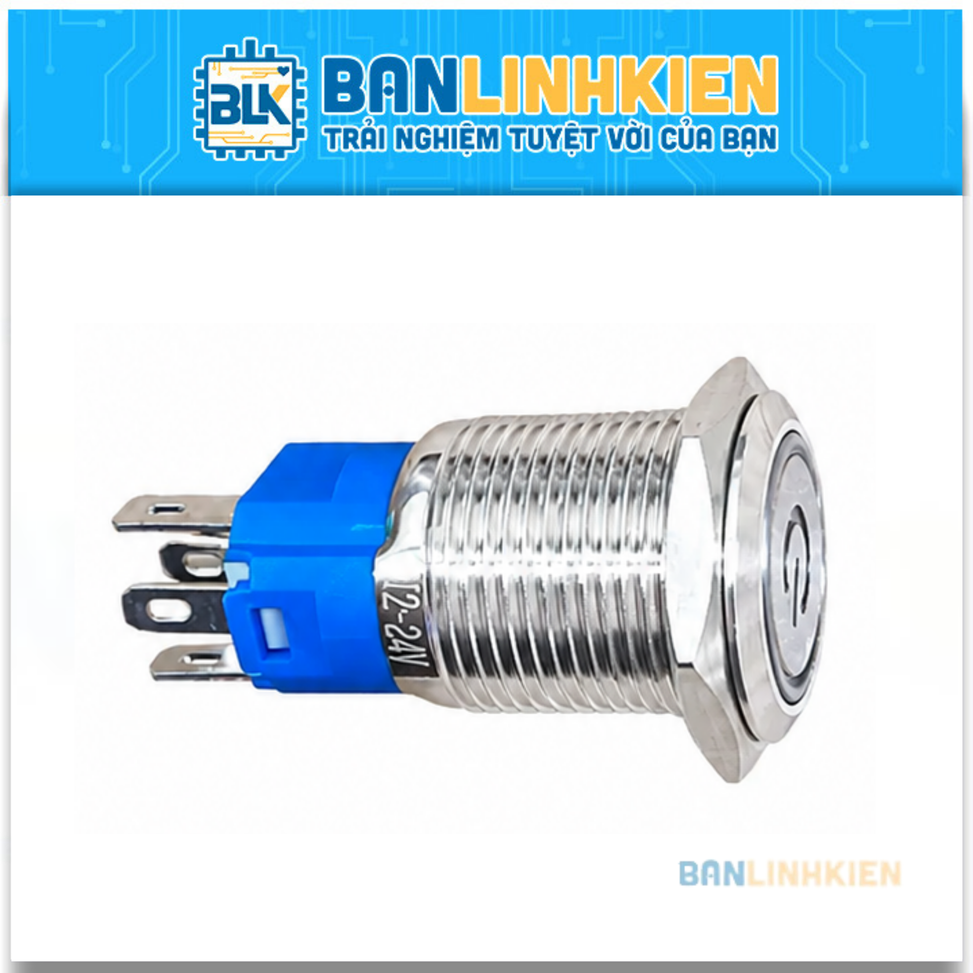 Công Tắc Nguồn GQ16-PWB Xanh Dương 12-24V