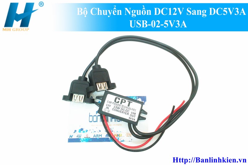 Bộ Chuyển Nguồn DC12V Sang DC5V3A USB-02-5V3A