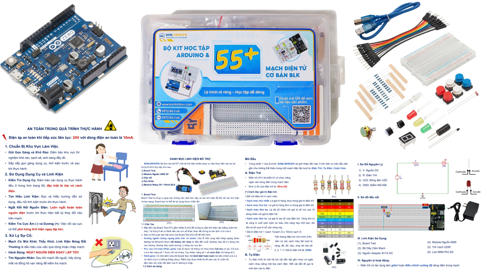 Bộ KIT Học Tập Arduino Và 55+ Mạch Điện Tử Cơ Bản BLK