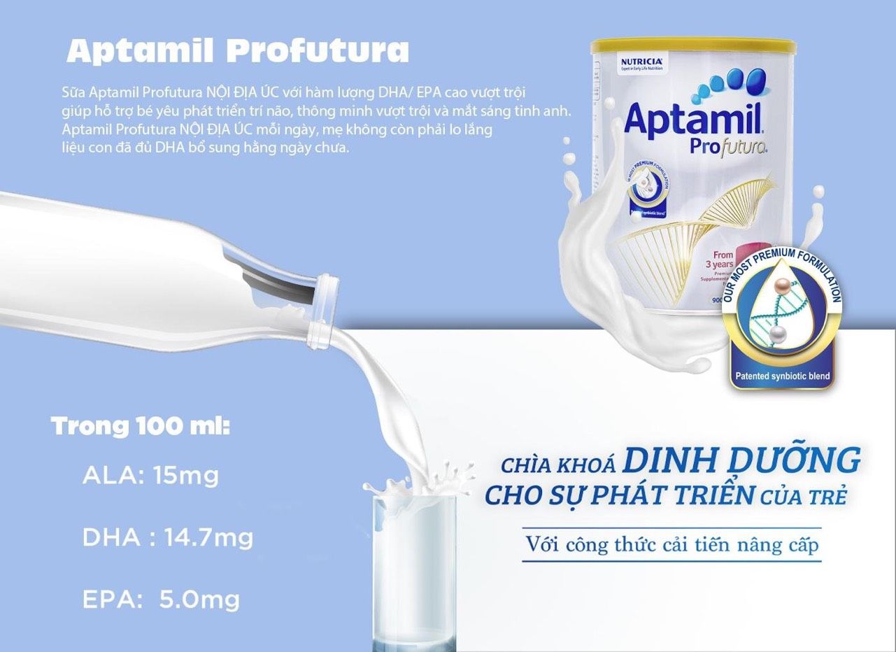 Aptamil Profutura có chứa lợi khuẩn Bifidobacterium M-16V giúp nâng cao sức khỏe hệ tiêu hóa của bé